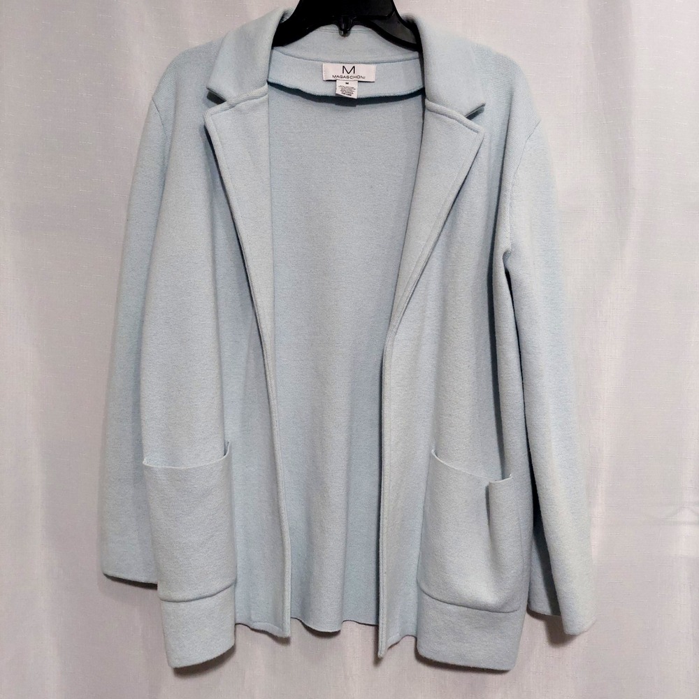 Magaschoni Womens Med Open Front Knit Cardigan Sweater Heavyweight Front Pockets
